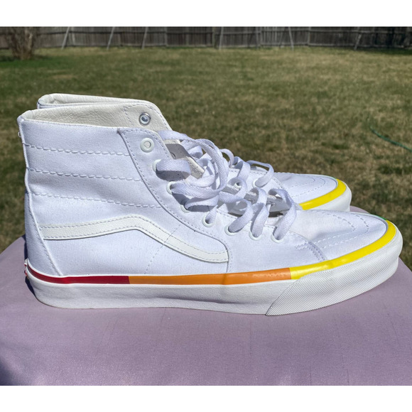 Vans SK8 Hi Tapered Rainbow Foxing True White Men's Skate Shoes Size 11 721356 - Picture 5 of 11
